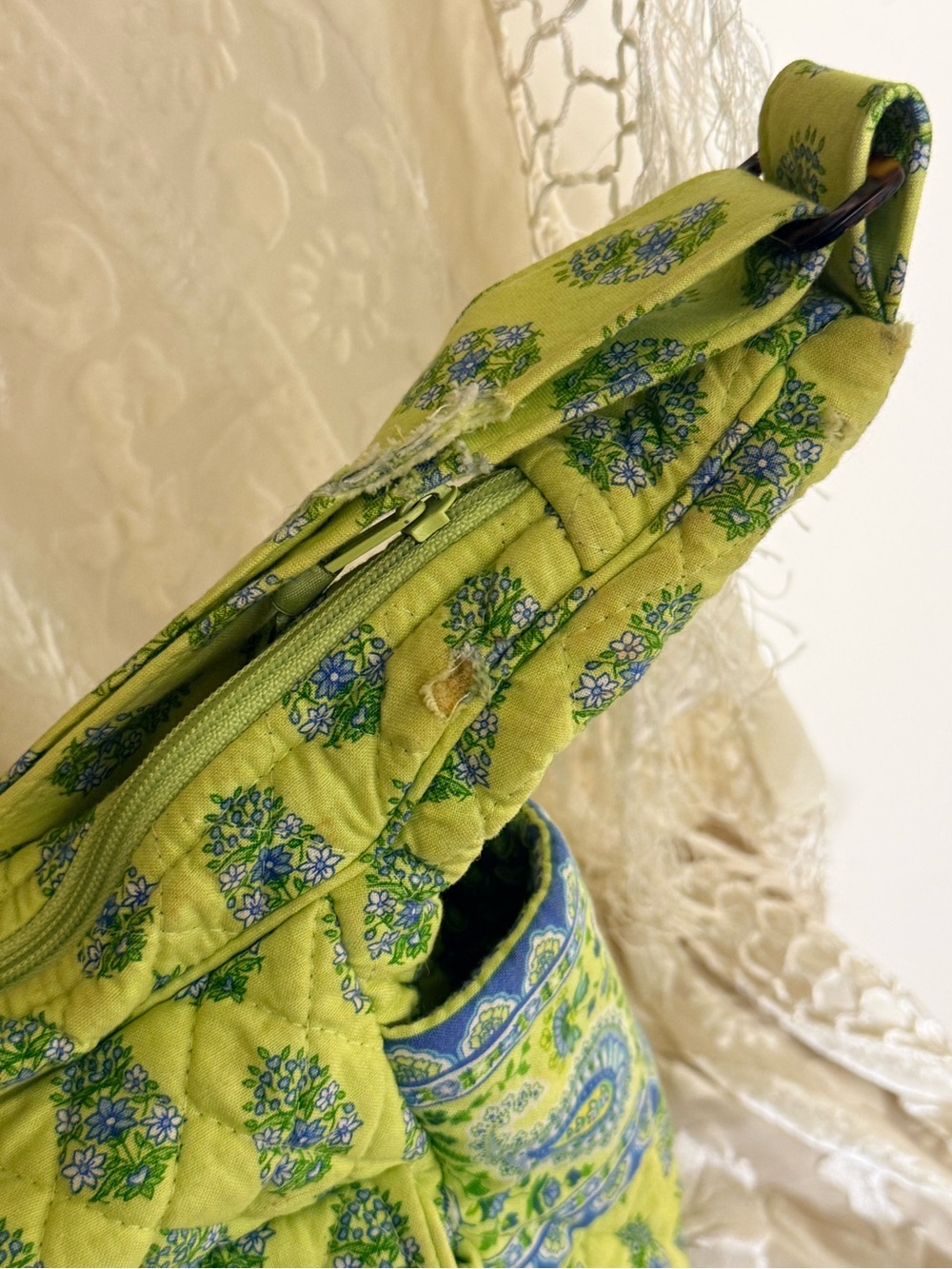 Vintage Vera Bradley Tote Bag Citrus Elephants Lime Green Y2K - Picture 3 of 11